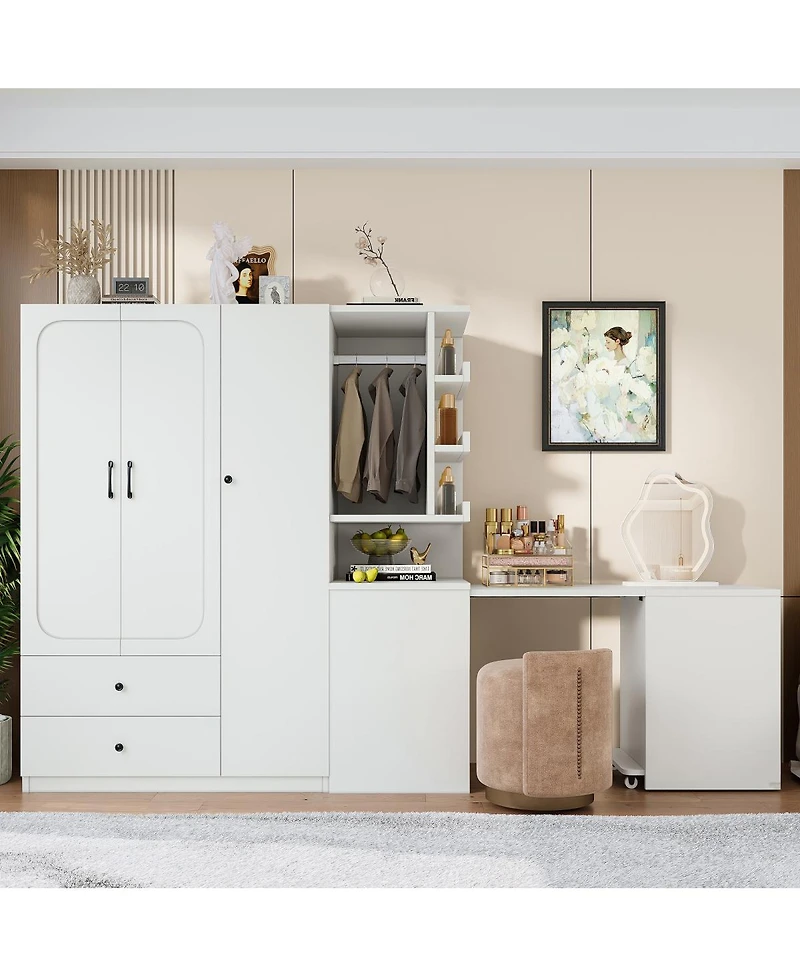 Streamdale Furniture 2-Door Wardrobe w/ Desk and Storage