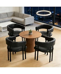 Streamdale Furniture Faux Leather Barrel Dining Chairs(Set of 2)