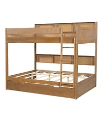 Streamdale Furniture Full over full bunk bed with trundle, Antique Wood