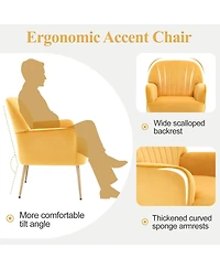 Streamdale Furniture Velvet Accent Chair with Metal Legs