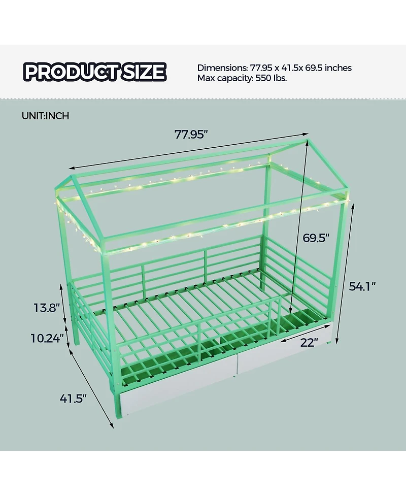 Streamdale Furniture House Floor Bed Frame for Kids