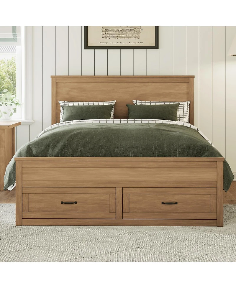 Streamdale Furniture Wood Storage Bed w/ 6 Drawers, No Box Spring Needed