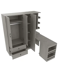 Streamdale Furniture 2-Door Wardrobe w/Hanging Rod, Desk and Drawers