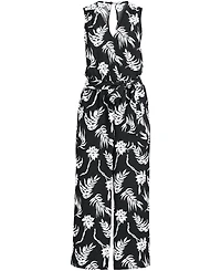 Lands' End Women's Sleeveless Creaseless Wrap Jumpsuit with Smocked Waist