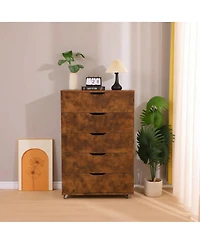 Streamdale Furniture 5-Drawer Rolling Dresser/Storage Cabinet