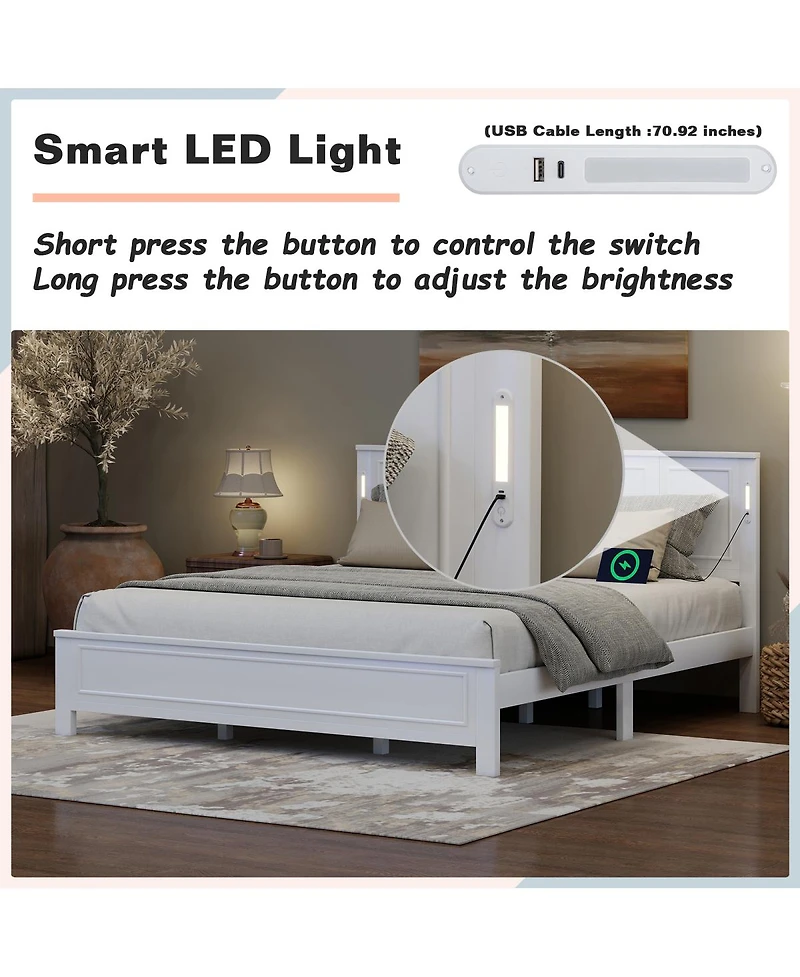 Streamdale Furniture King Led Bed w/ Usb