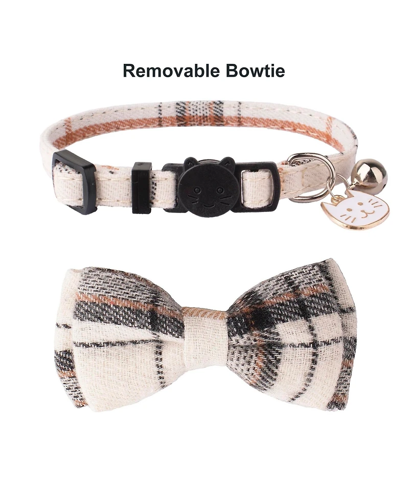 Aronkl Floral Cat Collar with Removable Bowtie Bandana Bell Breakaway Adjustable Cute Flower Kitten
