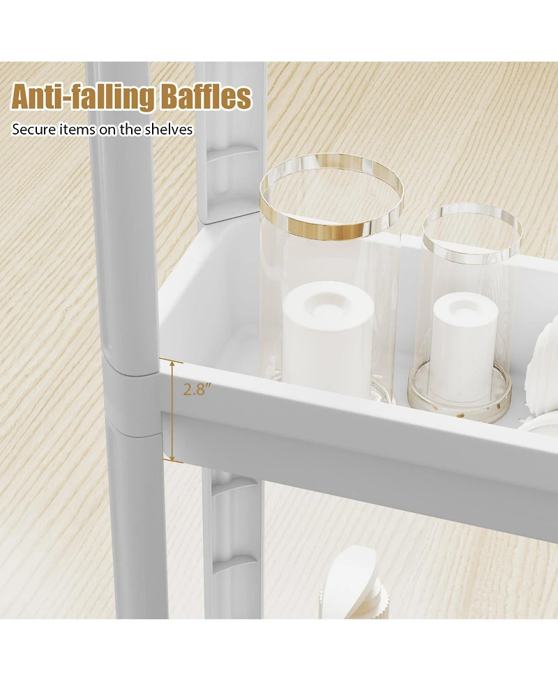 Sugift 3-Tier Slim Rolling Storage Cart 2-Pack Mobile Bathroom Organizer with Wheels
