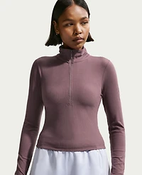 Nike Women's Sportswear Ribbed Quarter-Zip Long-Sleeve Top