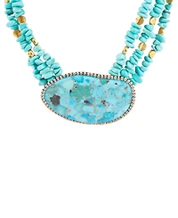 Barse Refined Blue Turquoise Golden Statement Necklace