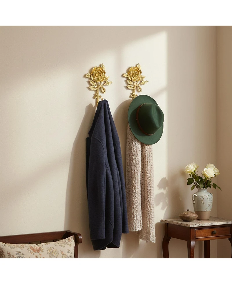 Yigii 2pcs 3D Flower Retro Wall Hooks Heavy Duty Coat Hat Hanger Home Decor