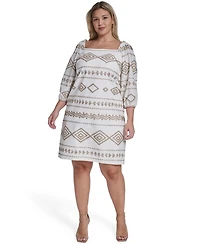 Jessica Howard Plus Balloon Sleeve Square Neck Shift Dress