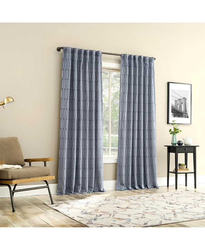 No. 918 Dover Tonal Geometric Semi-Sheer Back Tab Curtain Panel