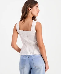 And Now This Women's Embroidered Linen Peplum-Hem Top, Macy's Exclusive