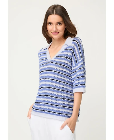 Olsen Women's Stripe Polo Sweater