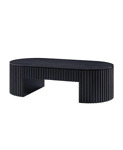 Streamdale Furniture Oval Wood Coffee Table With Drawer - Mid Century Modern