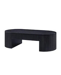 Streamdale Furniture Oval Wood Coffee Table With Drawer - Mid Century Modern