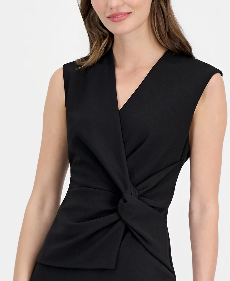 Anne Klein Women's Twist-Front-Overlay Scuba Sheath Dress