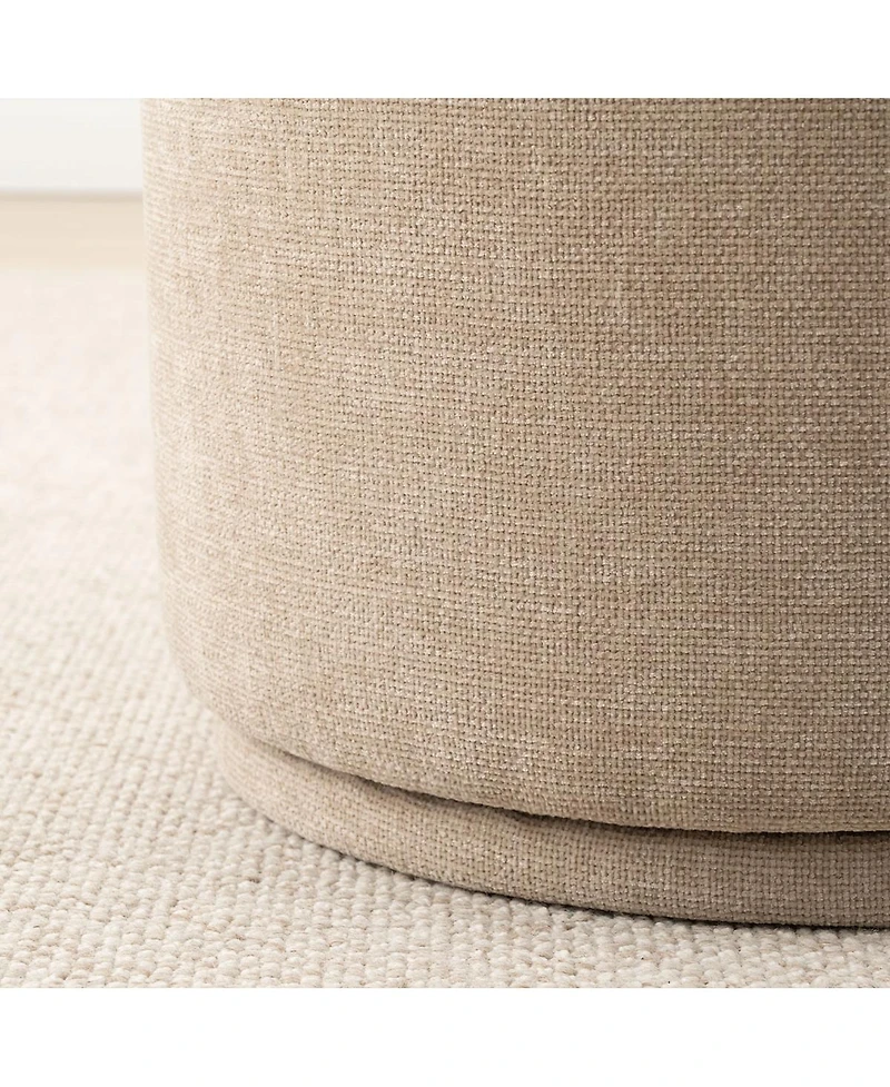 Maison Boucle 360 Swivel Upholstered Ottoman Footstool, Round Accent Stool