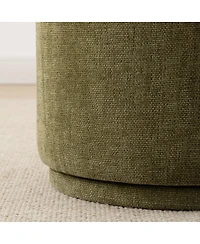 Maison Boucle 360 Swivel Upholstered Ottoman Footstool, Round Accent Stool