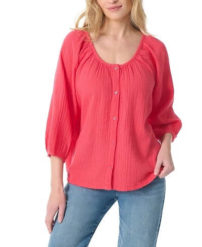 Gloria Vanderbilt Women's Round Neck Peasant-Style Top