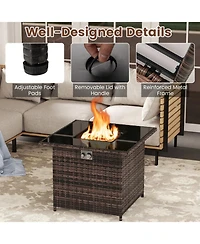 Gouun 32.5 in Square Propane Fire Pit Table 50000 Btu with Tempered Glass Top