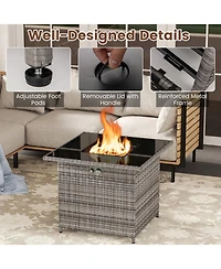 Gouun 32.5 in Square Gas Fire Pit Table 50000 Btu, Tempered Glass Tabletop with Cover