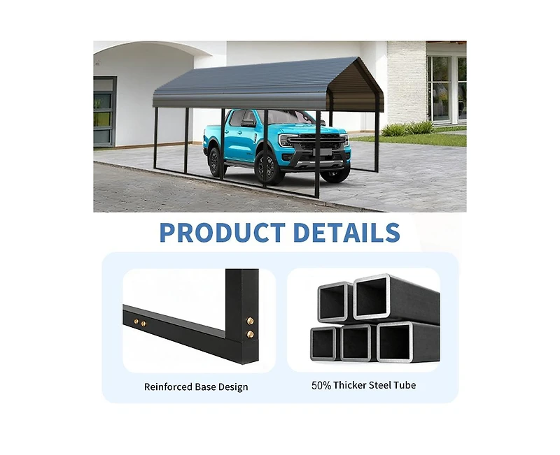 Mondawe 10x20 ft. Stainless Steel Carport Shelter