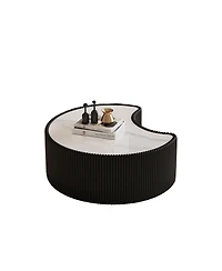 Streamdale Furniture Stylish Irregular Sintered Stone and Leather Coffee Sofa Table for Living Room