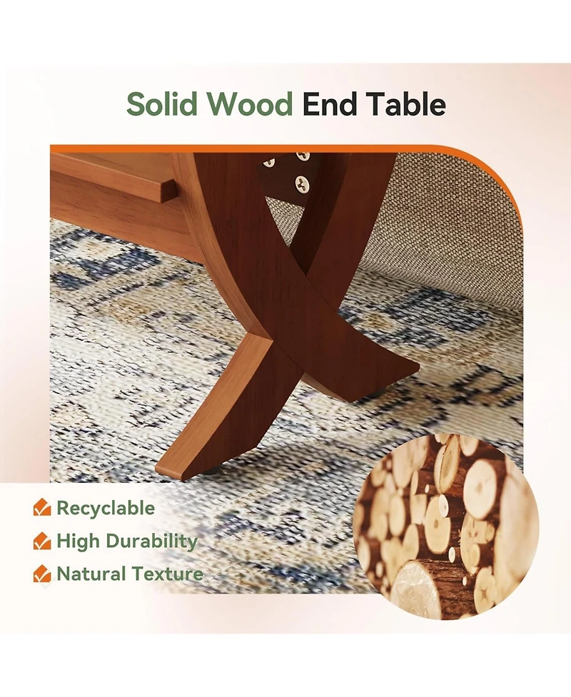 Tribesigns Solid End Table, 2-Tier Couch Side Table with Arched Legs