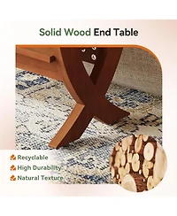 Tribesigns Solid End Table, 2-Tier Couch Side Table with Arched Legs