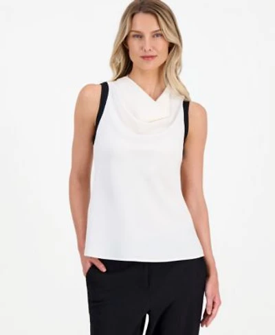 Anne Klein Womens Cowlneck Sleeveless Top