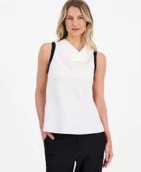 Anne Klein Womens Cowlneck Sleeveless Top