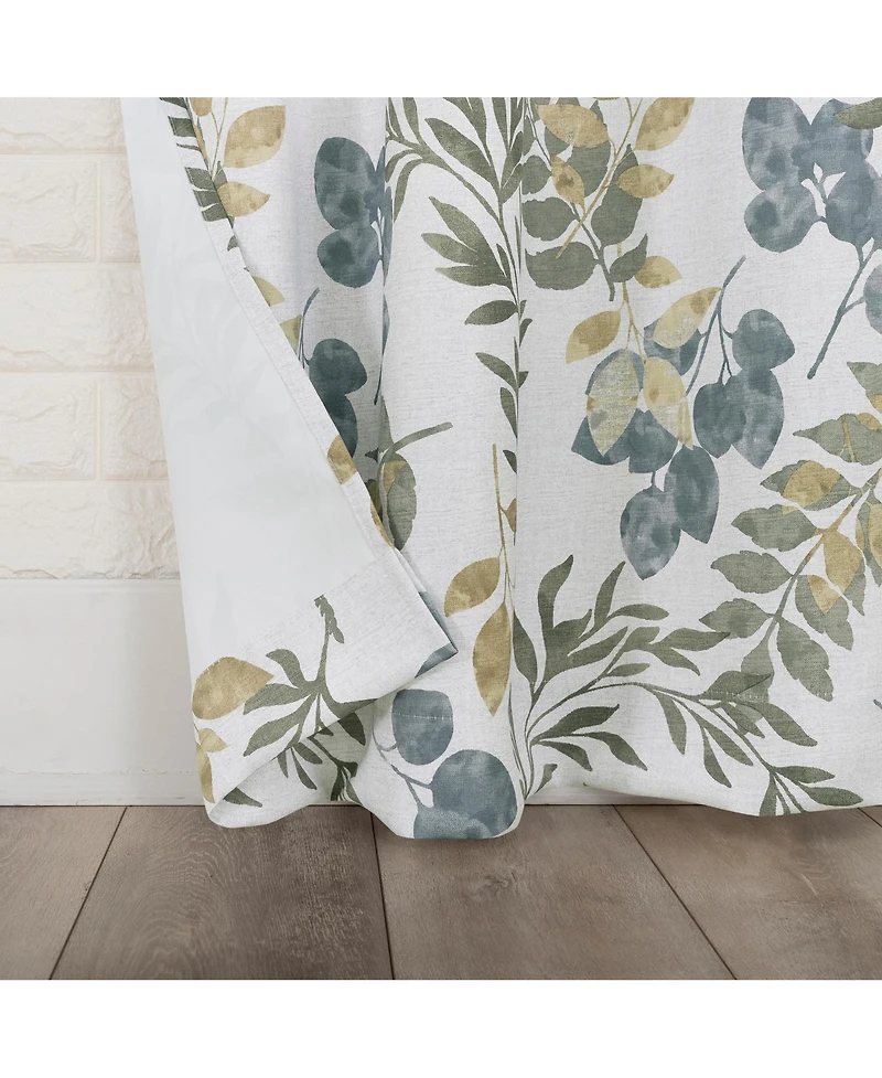 Sun Zero Remi Floral Leaf Print Blackout Grommet Curtain Panel