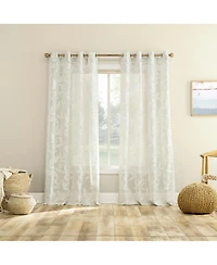 No. 918 Nadia Textured Botanical Semi-Sheer Grommet Curtain Panel