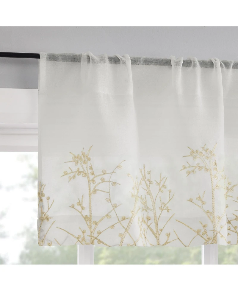 No. 918 Madeira Embroidered Floral Sheer Rod Pocket Kitchen Curtain Tier Pair