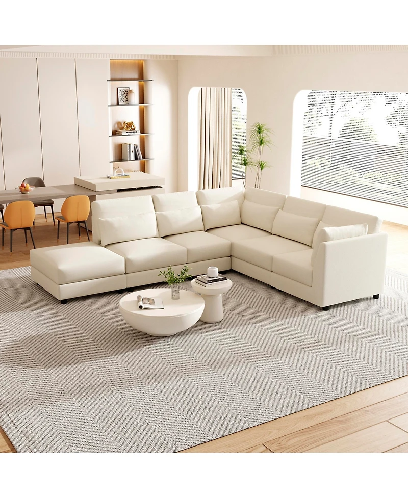 Sugift 5 - Piece Upholstered Sectional, Sofa Set