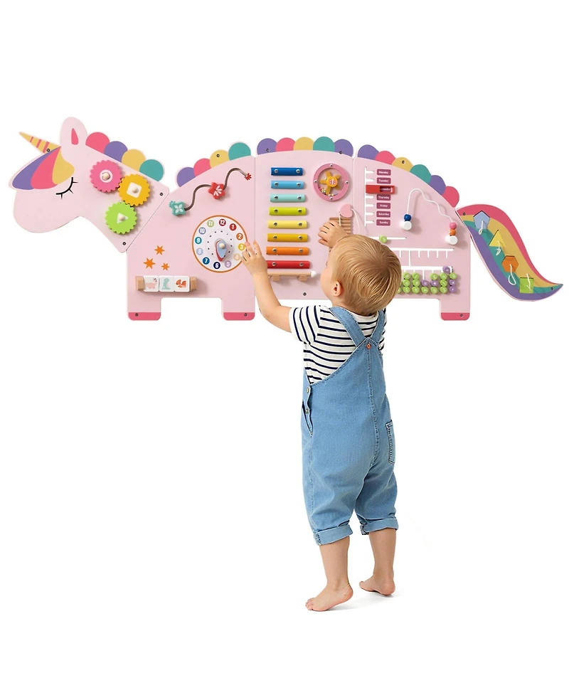 Slickblue 11 in 1 Toddler Busy Board Dinosaur Wall Activity Learning Toy