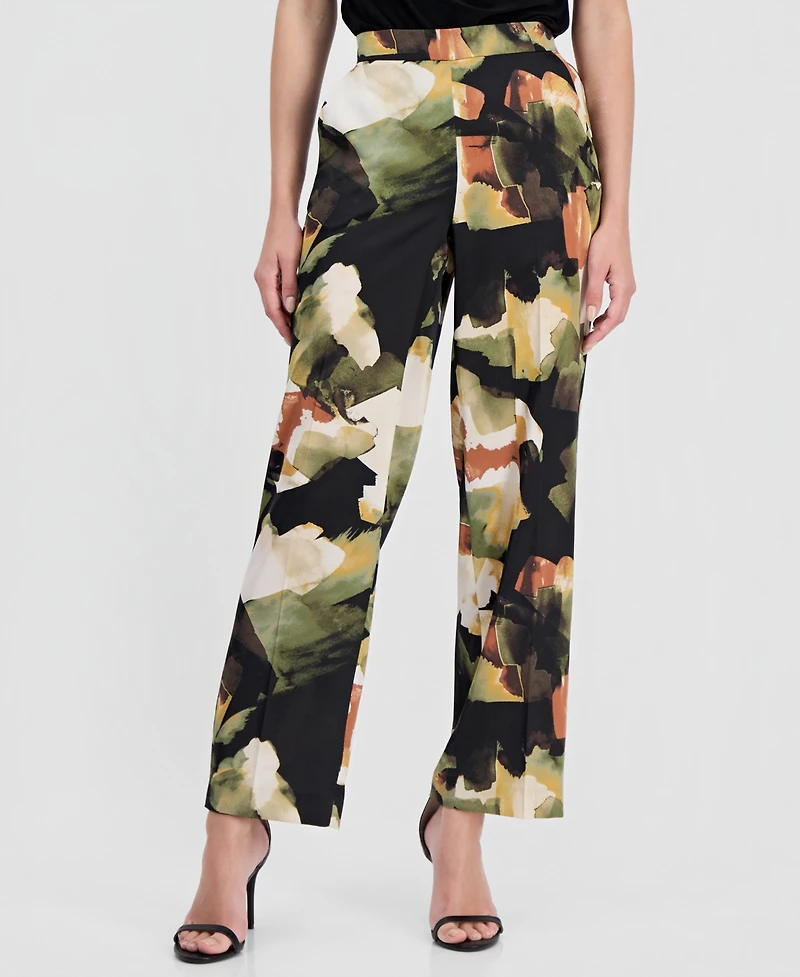 Anne Klein Women's Printed Pull-On Wide-Leg Pants