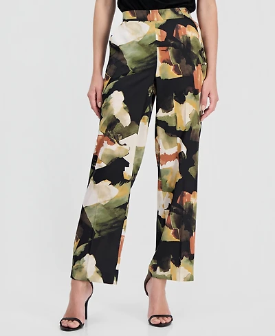 Anne Klein Women's Printed Pull-On Wide-Leg Pants