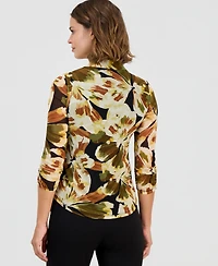 Anne Klein Women's Shirred 3/4-Sleeve Shirt