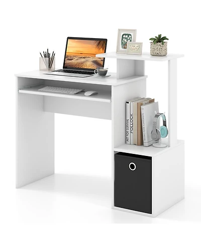 Sugift Space-saving Computer Desk with Pull-out Keyboard Tray