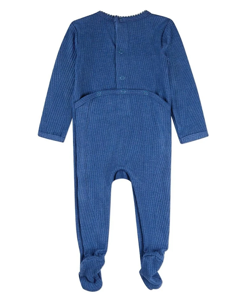 MeMoi Baby Girls Star Embroidered Textured Footie