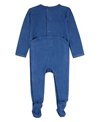MeMoi Baby Girls Star Embroidered Textured Footie
