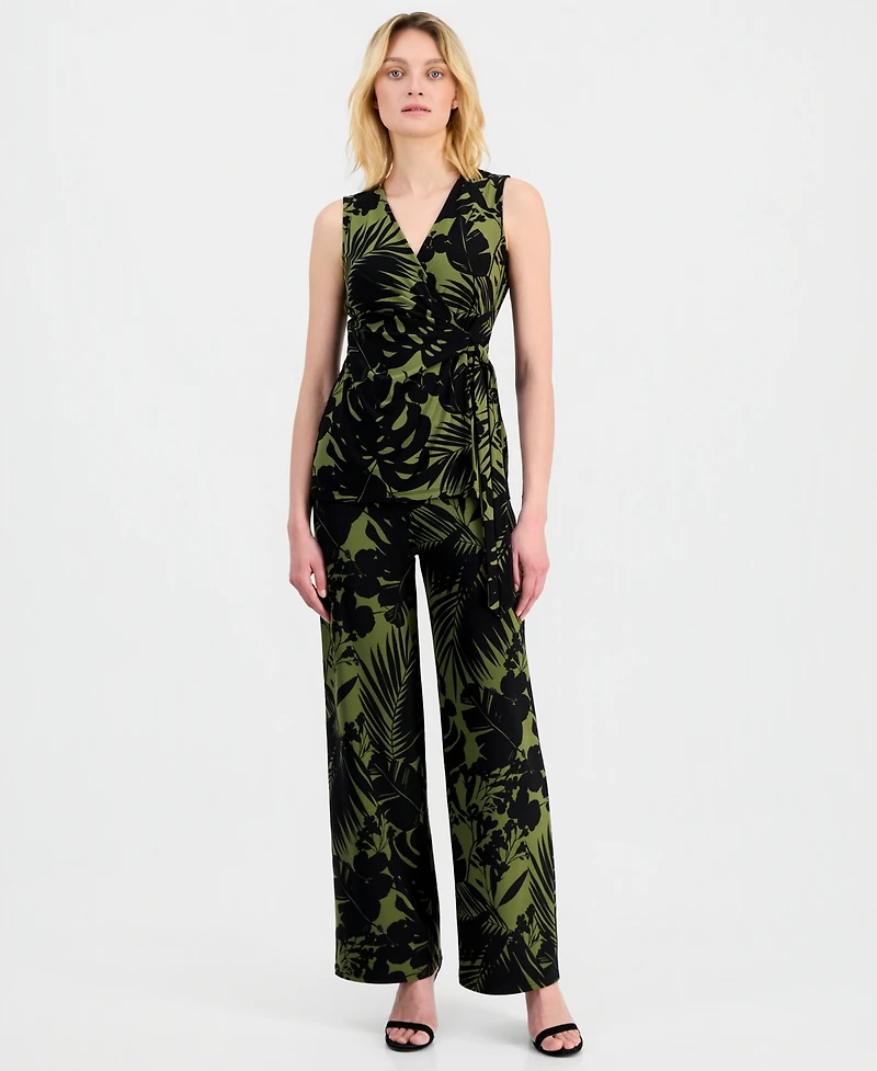 Anne Klein Women's Printed Sleeveless Faux-Wrap Top