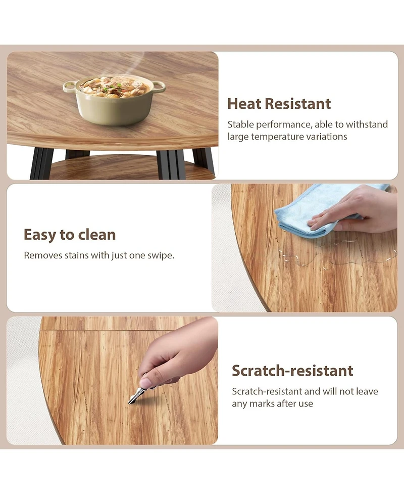 gaomon Round Dining Table for 4-6, 47.2 in Farmhouse Kitchen Table with Storage