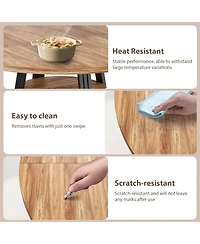 gaomon Round Dining Table for 4-6, 47.2 in Farmhouse Kitchen Table with Storage