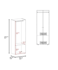 Flynama Armoire 66.9 Inch High 2 Doors 2 Shelves Wengue Bedroom Storage Cabinet with Hanging Rod