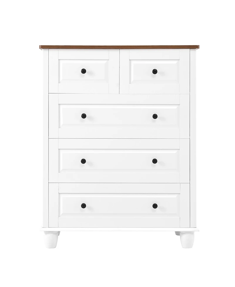 Flynama 5 Drawer Elegant Dresser Storage Cabinet for Closet Home Furniture With Spacious Drawers Easy Assembly
