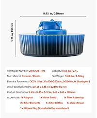 Sugift Ceramic Cat Water Fountain 2.1L Ultra-Quiet with Multi-Layer Filtration